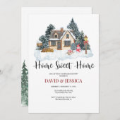 ホーム スイート ホーム ウィンター ハウスウォーミング パーティー 招待状 (正面/裏面)