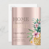 ホーム スイート ホーム, フローラル パイナップル, ローズ ゴールド 案内ポストカード (正面/裏面)