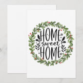 ホーム スイート ホーム 水彩画の花輪 シーズンカード (正面/裏面)