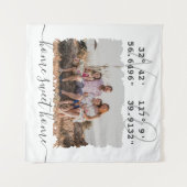 "ホーム スイート ホーム" 緯度 経度 家族の写真 タペストリー (正面(横))