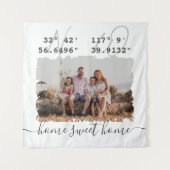 "ホーム スイート ホーム" 緯度 経度 家族の写真 タペストリー (正面)