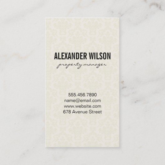 ホーム |ダマスク 名刺 (裏面)