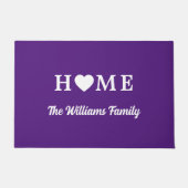 ホーム(ハートと名前の紫) ドアマット (正面)