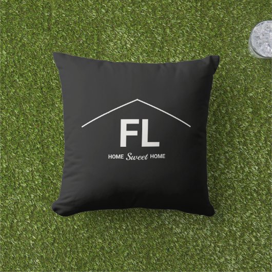 ホーム |ホーム州の白黒のはっきりした文字 アウトドアクッション (芝生)
