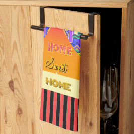 ホーム、ホーム スイート ホーム イエロー キッチンタオル