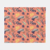 ホーム&リビングリーフパターンフリースブランケット フリースブランケット (正面(横))