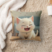 [ホーム&リビング]ハッピーカワイホワイトキャットクッション クッション (ブランケット)