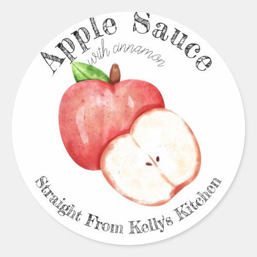 ホーム 缶詰 アップル シナモン ソース 食品ラベル ラウンドシール (正面)