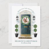 ホームfor the Holidaysグリーンウォーターカラードアフォト シーズンカード (正面)