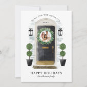 ホームfor the Holidaysブラックウォーターカラードアフォト シーズンカード (正面)