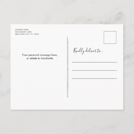 ホームfor the Holidays赤い格子模様3写真ムービング 案内ポストカード (裏面)