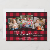 ホームfor the Holidays赤い格子模様3写真ムービング 案内状 (正面)