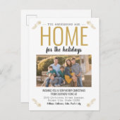 ホームfor the Holidays金ゴールドクリスマスフォトムービング 案内ポストカード (正面/裏面)