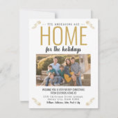 ホームfor the Holidays金ゴールドクリスマスフォトムービング 案内状 (正面)