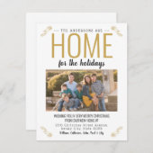 ホームfor the Holidays金ゴールドクリスマスフォトムービング 案内状 (正面/裏面)