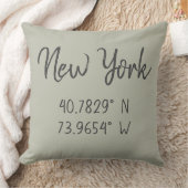 ホームGPS座標経度ニューヨーク クッション (ブランケット)