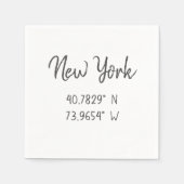 ホームGPS座標経度ニューヨーク スタンダードカクテルナプキン (正面)