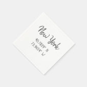 ホームGPS座標経度ニューヨーク スタンダードカクテルナプキン (角)