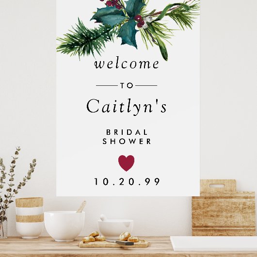ホーリーとベリーの植物学的なブライズシャワーの歓迎 ポスター (キッチン)