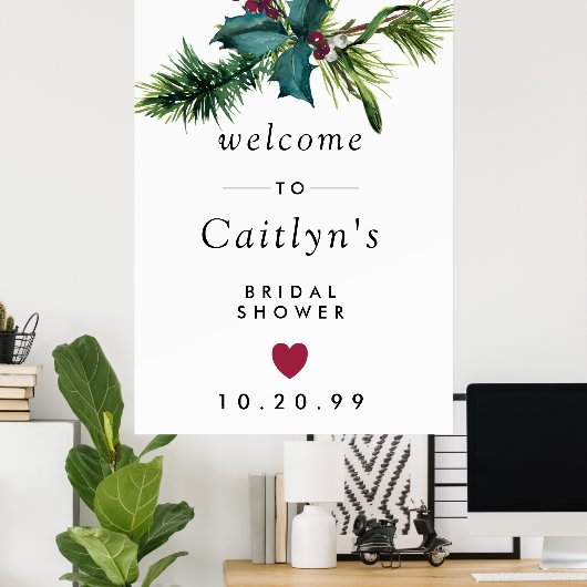 ホーリーとベリーの植物学的なブライズシャワーの歓迎 ポスター (ホームオフィス)