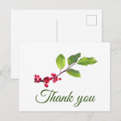ホーリーの実の枝と葉のありがとう ポストカード (正面/裏面)