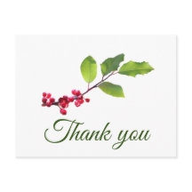 ホーリーの実の枝と葉　ありがとう