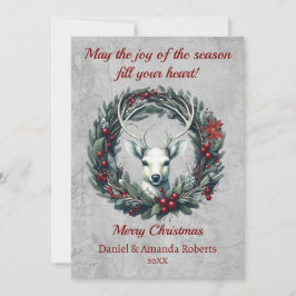 ホーリーの実の花輪を纏った平和な鹿 シーズンカード