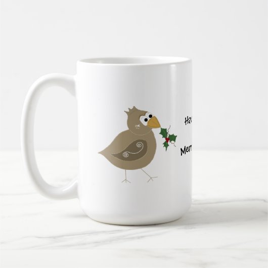 ホーリーの小枝を持つ空想の鳥 コーヒーマグカップ (左)