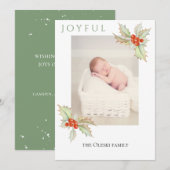 ホーリーの枝のフラットホリデー写真カード シーズンカード (正面/裏面)