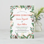 ホーリーの葉と実のクリスマス | ウェディング 招待状 (スタンド正面)