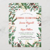 ホーリーの葉と実のクリスマス | ウェディング 招待状 (正面/裏面)