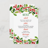 ホーリーの葉と実のクリスマス | 結婚式メニュー 招待状 (正面/裏面)