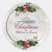ホーリーの葉のクリスマス ラウンドシール (正面)