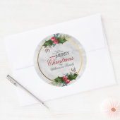 ホーリーの葉のクリスマス ラウンドシール (封筒)