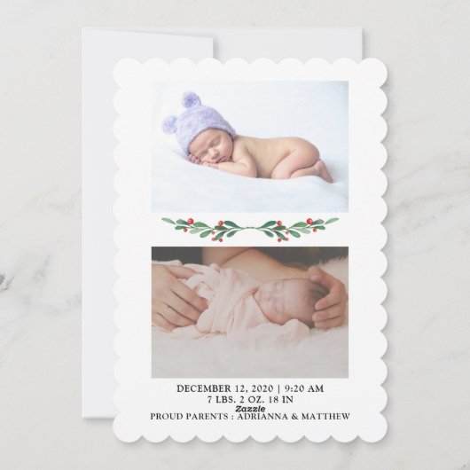 ホーリーの葉の出産発表 クリスマス | 写真 (裏面)