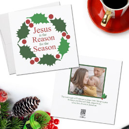 ホーリーの輪のイエス・キリスト クリスマスの理由 フォト シーズンカード