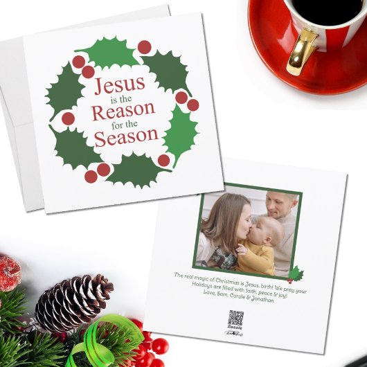 ホーリーの輪のイエス・キリスト クリスマスの理由 フォト シーズンカード