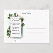 ホーリーを添えた平和なヴィンテージ冬の雪景色 ポストカード (裏面)