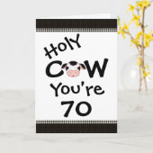 ホーリーカウあなたは70ユーモアのある白黒誕生日 カード (黄色い花)