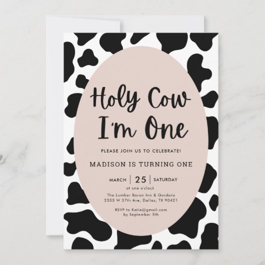 ホーリーカウアイワンカウープリント1歳招待状 招待状 (正面)