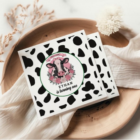 ホーリーカウアイワンバースデー女性のカーボーイ1歳パーティー スタンダードカクテルナプキン