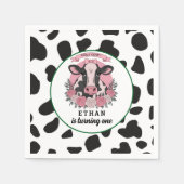 ホーリーカウアイワンバースデー女性のカーボーイ1歳パーティー スタンダードカクテルナプキン (正面)