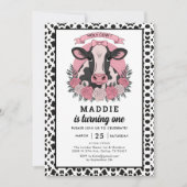 ホーリーカウアイワンバースデー女性のカーボーイ1歳パーティー 招待状 (正面)