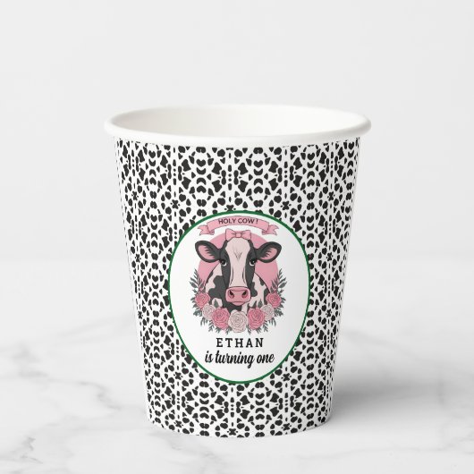 ホーリーカウアイワンバースデー女性のカーボーイ1歳パーティー 紙コップ (裏面)