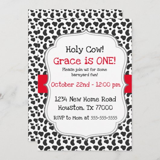 ホーリーカウアイワンファースト誕生日 招待状 (正面/裏面)