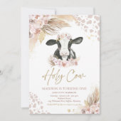 ホーリーカウアイワンボーホパンパスグラスカウズ誕生日 招待状 (正面)