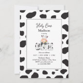 ホーリーカウイアムワンガールまたは少年ベビーファースト誕生日 招待状 (正面)