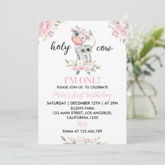 ホーリーカウイアムワンファーム1歳の誕生日招待状 招待状 (スタンド正面)