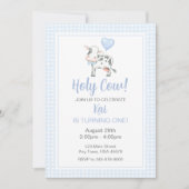 ホーリーカウイアムワンブルーギンガム誕生日招待状 シーズンカード (正面)
