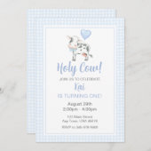 ホーリーカウイアムワンブルーギンガム誕生日招待状 シーズンカード (正面/裏面)
